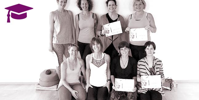 Gruppenbild Teilnehmer Yogatherapie Grundlagen 30 Std. mit Diplomen